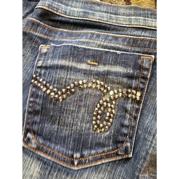 Vintage Y2K Hint Jeans Women's 10 Blue Low Rise Bootcut Embellished Rhinestone - Picture 4 of 6